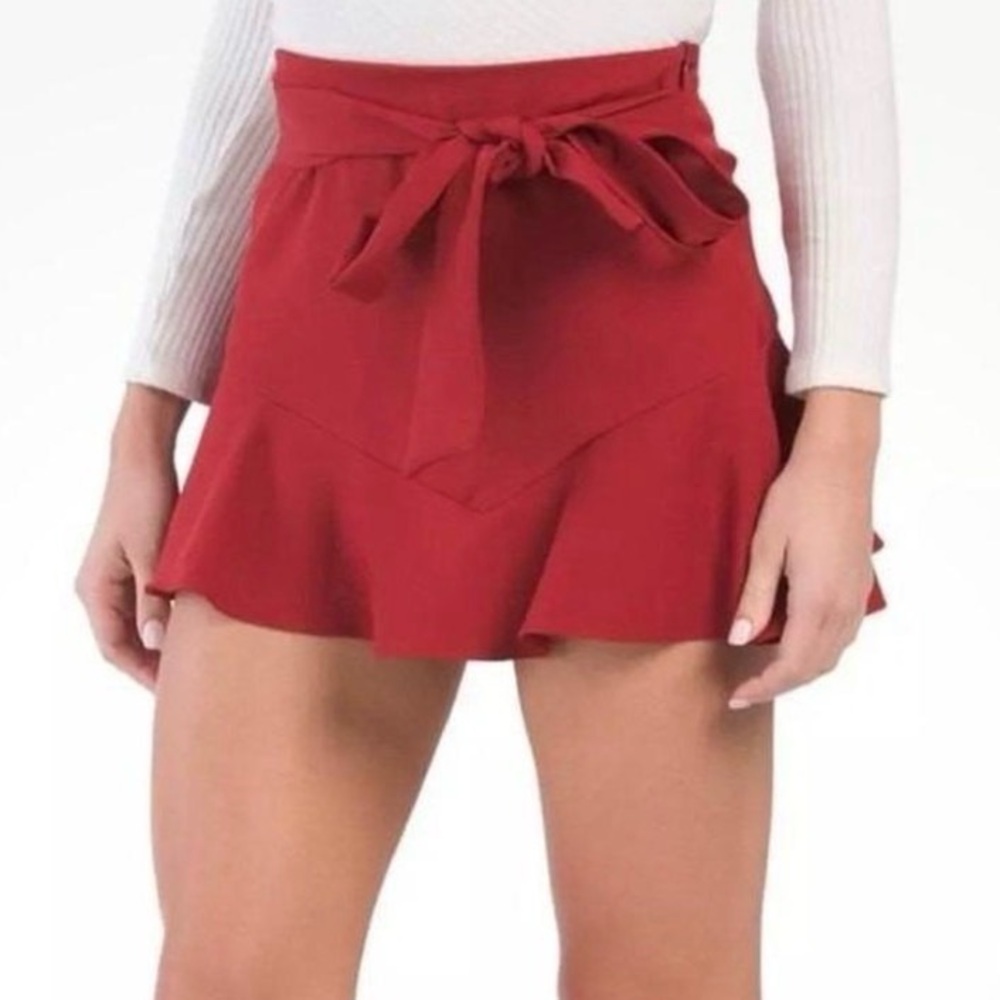 Zara Scarlet Mini Skirt with Bow Accent